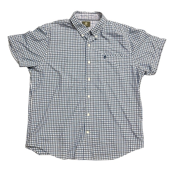 Timberland Blue Plaid Button Down Short Sleeve Shirt Size XXL - Picture 1 of 5